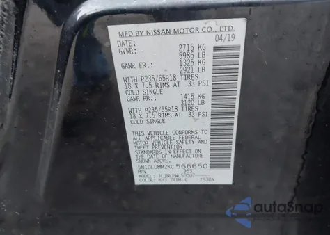 2019 Infiniti Qx60 Pure z USA, uszkodzony, nr VIN 5N1DL0MM2KC566650